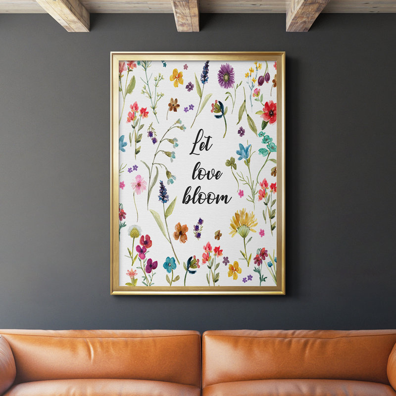 «Let Love Bloom», toile encadrée de qualité supérieure - prête à être accrochée, Or, L 30,5 po x H 42,5 po