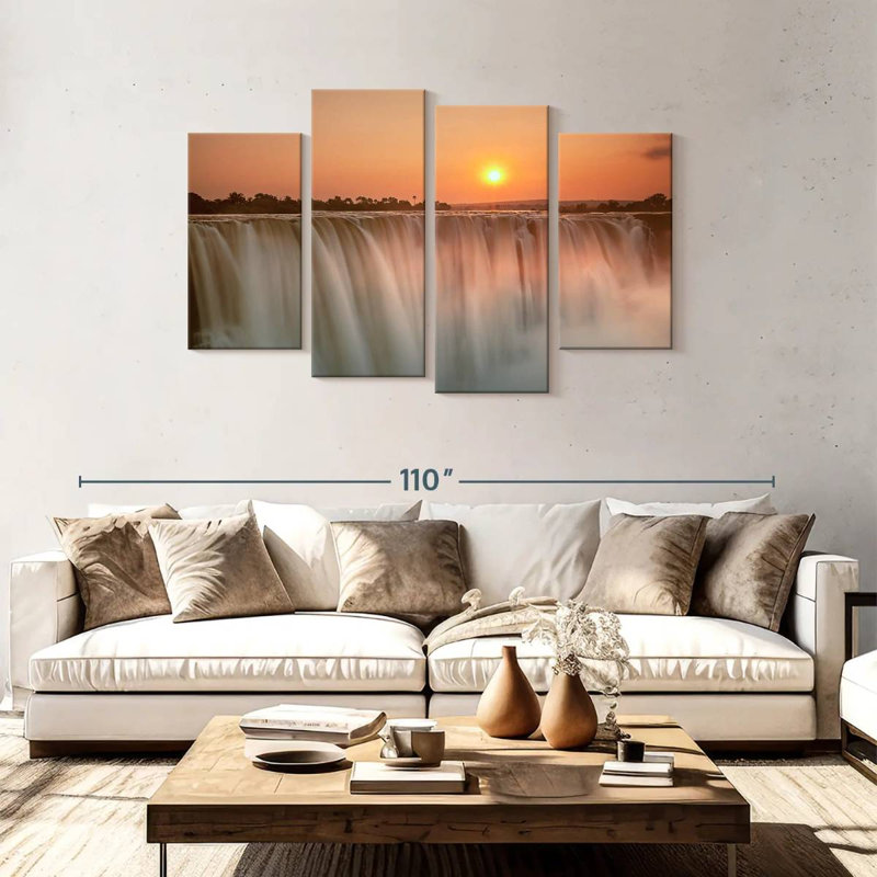 Alvord, coucher de soleil et chutes Victoria, H 48 po x l 75 po