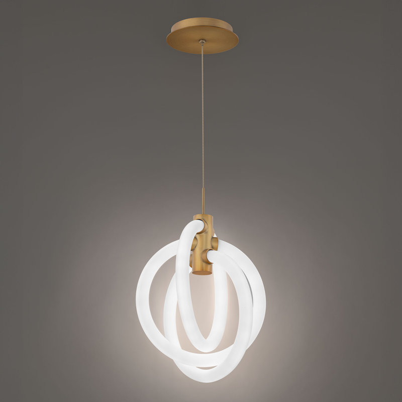 Knot LED Pendant, 3500K, Aged Brass