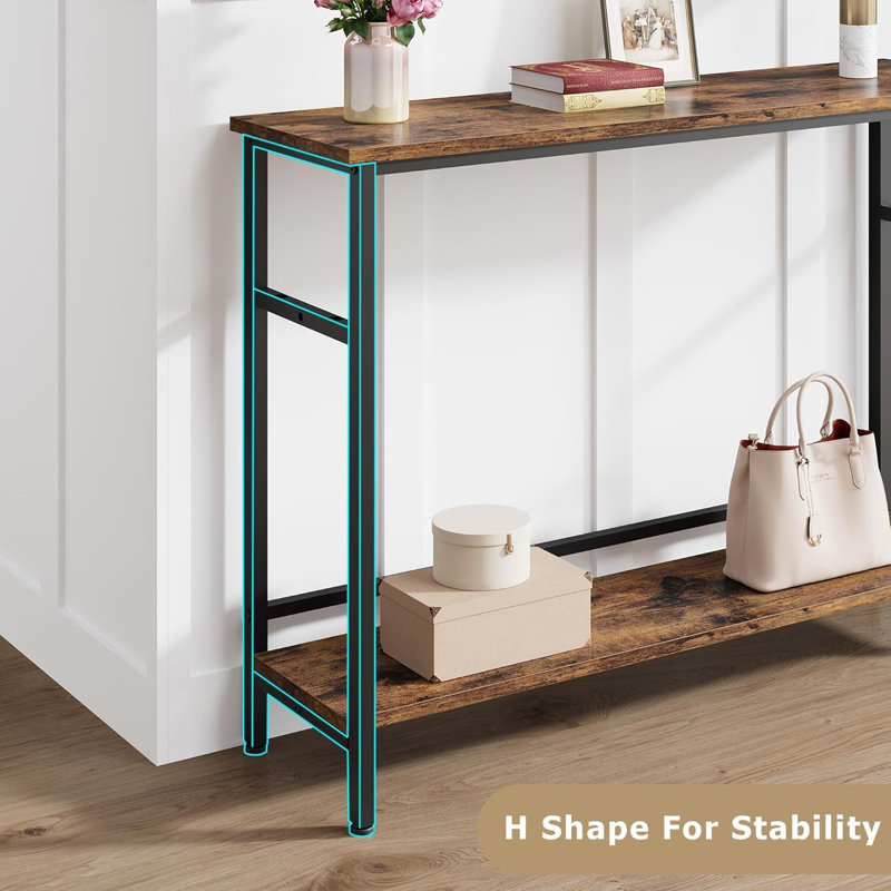 Entryway Table, Console Tables With Storage, 39.3”Rustic Sofa Table With Adjustable Shelf, Console Table For Entryway, Living Room, Hallway, Bedroom(Rustic Brown)
