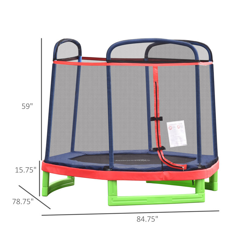 Trampoline hexagonal d'intérieur pour enfants de 7,06 pi, Rouge
