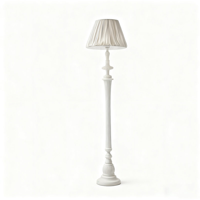 White Resin+Fabric Free form Floor Lamps