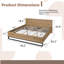 Structure de lit plateforme avec tête de lit géométrique, bois bicolore et finition noire, fabrication en bois aggloméré et en métal-443471390