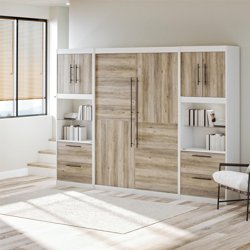 Armoire de rangement à 2 tiroirs Tapaktuan, Blanc / chêne gris