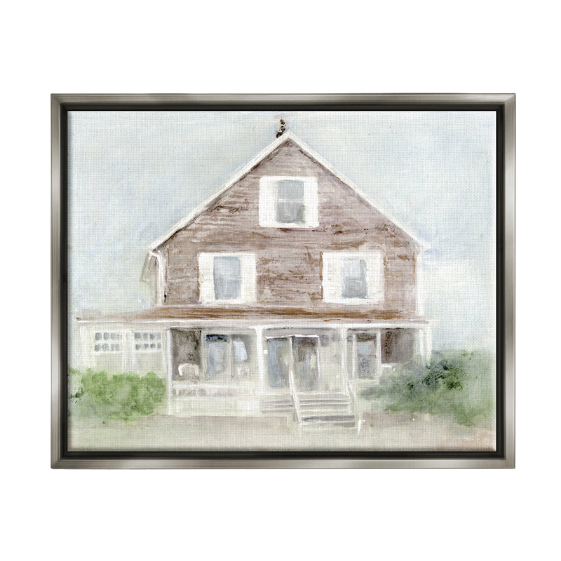 «Coastal House Calm Porch Floater» par Stellar Design Studio, H 17 po x l 21 po x P 1,7 po, Cadre flottant gris lustré
