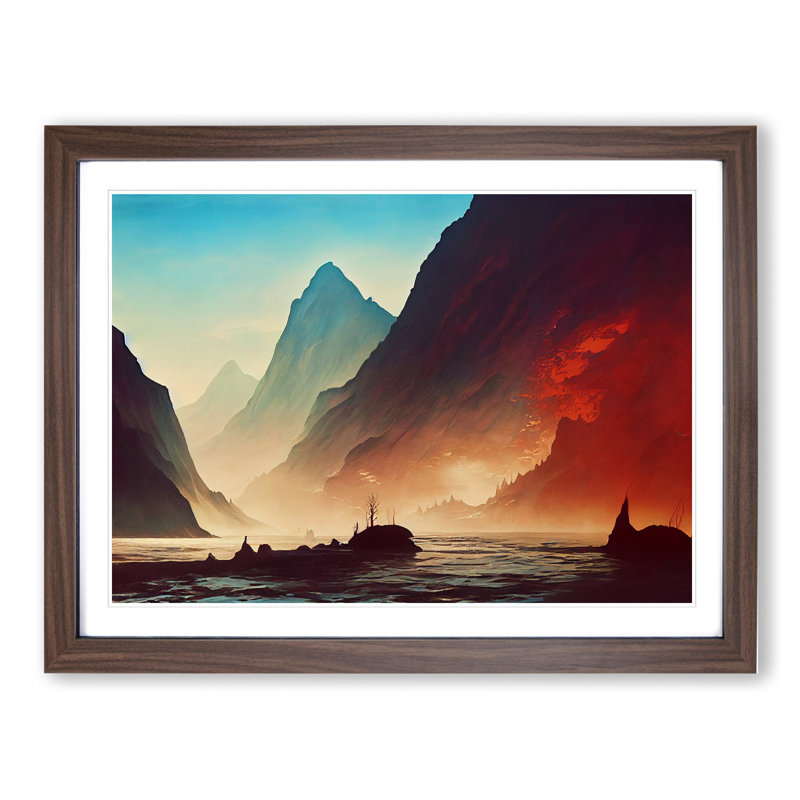 Mountain River Vol.2 - Framed Print, 34cm H x 46cm W x 2cm D, Brown Framed