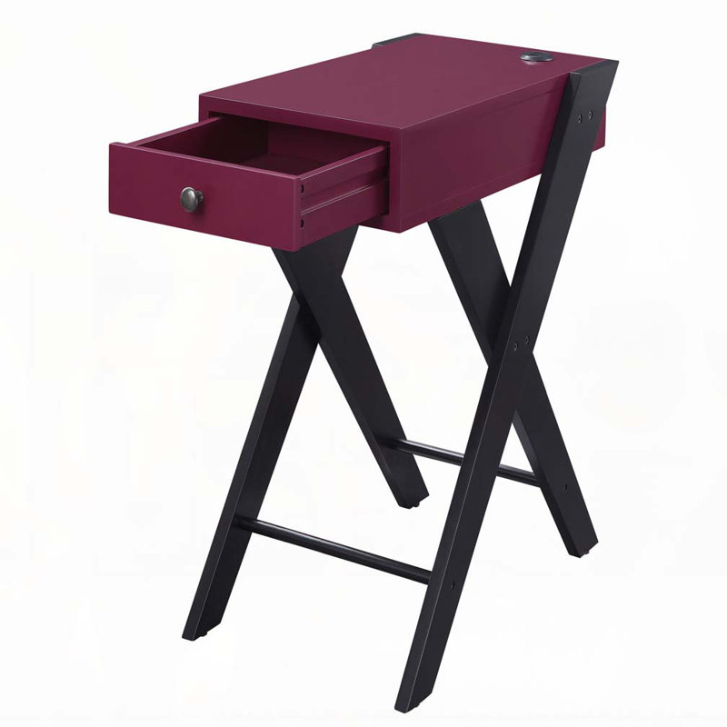 Table d'appoint bourgogne avec ports USB, Burgundy