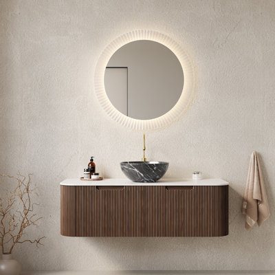 Meuble-lavabo de salle de bain mural avec tiroirs, pré-assemblé