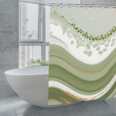 Rideau de bain en marbre vert olive, séparateur de douche de salle de bain élégant - 72 po x 72 po