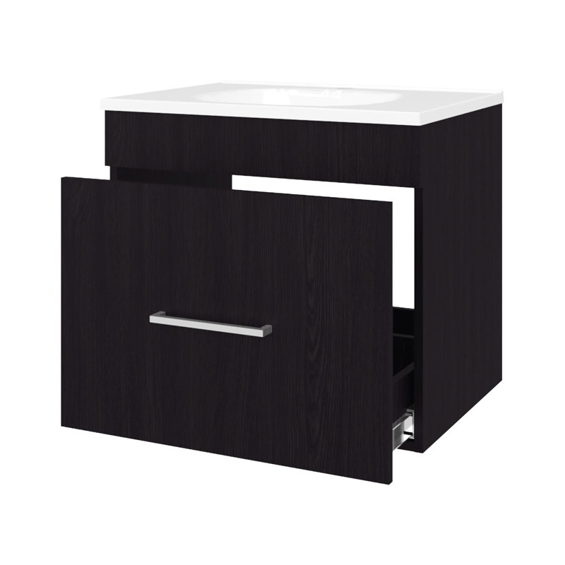 Meuble-lavabo flottant à un seul tiroir au fini, 20,5 po x 23,2 po x 17,3 po, panneau de particules, convient à la rénovation