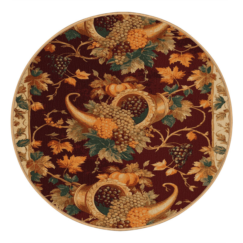 Tapis brun français lavable à la machine, Rond 5 pi