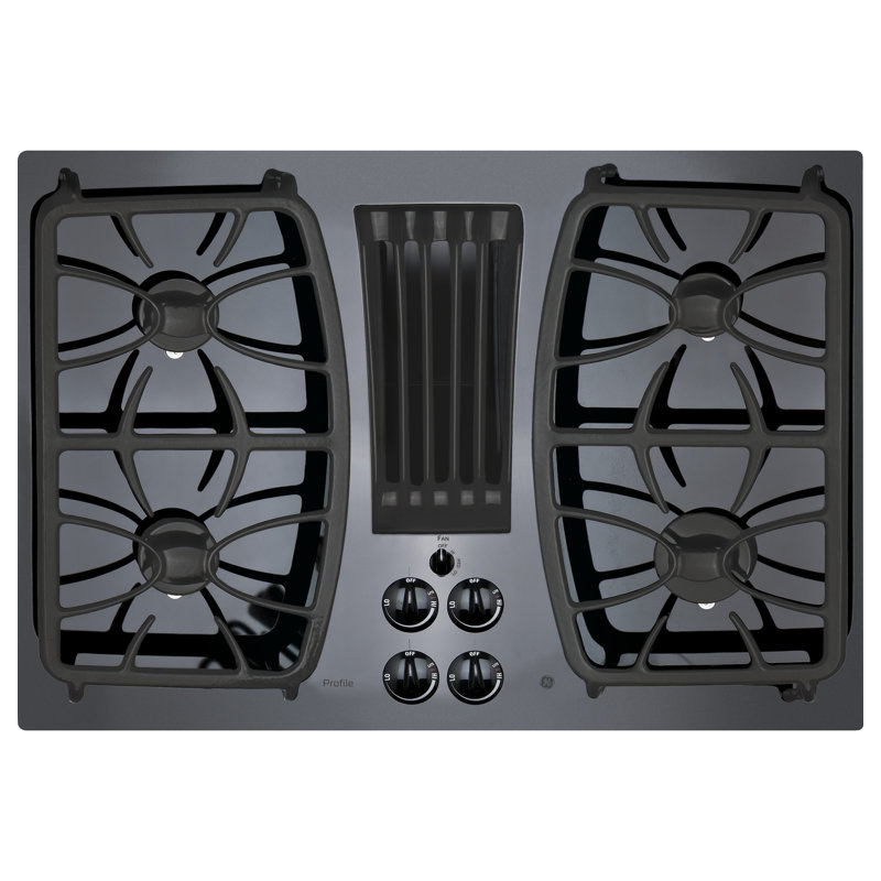 Natural Gas Cooktop with 4 Burners, Black