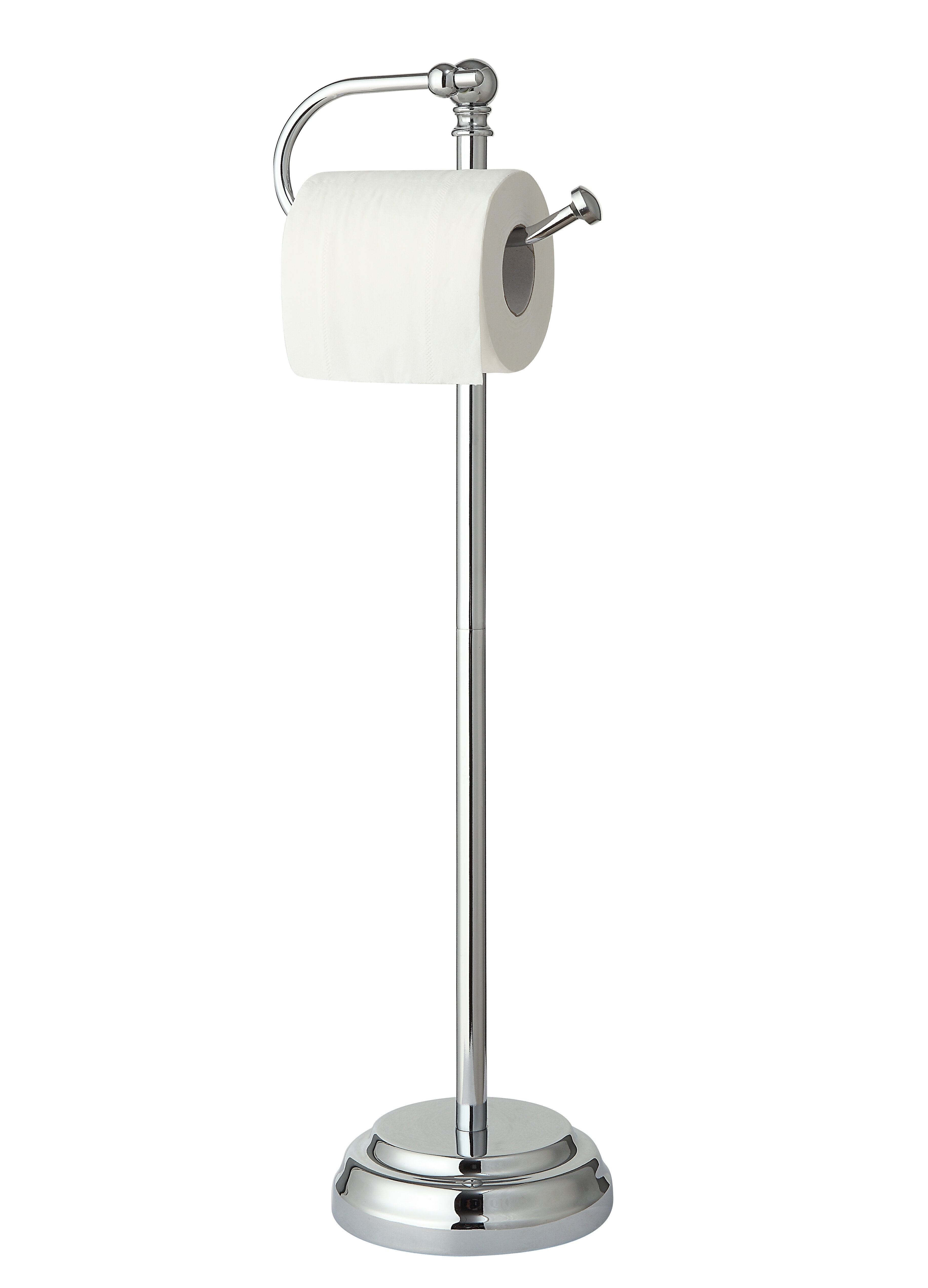 SunnyPoint Classic Bathroom Free Standing Toilet Tissue Paper Roll Holder Stand, Chrome