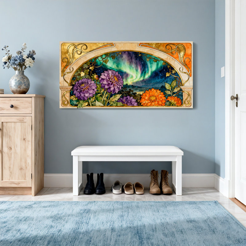Design de cadre artistique mode floral, H 16 po x l 32 po