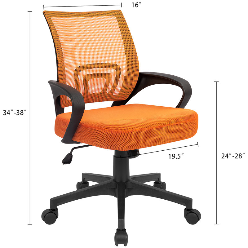 Ergonomic Mesh Commercial Use Office Task Chair, Orange, 1