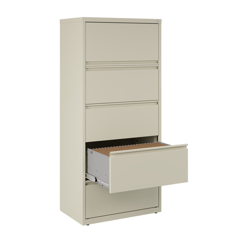 30'' Wide 5 -Drawer Steel File Cabinet, Putty