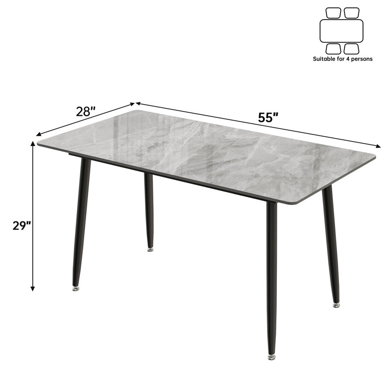 Ivy Bronx Linard Rectangular 55'' Sintered Stone Dining Table & Reviews ...