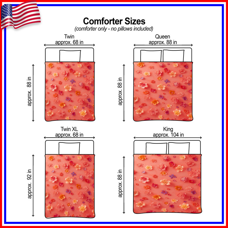 Colourful Floral Arrangement Comforter, Twin Extra Long
