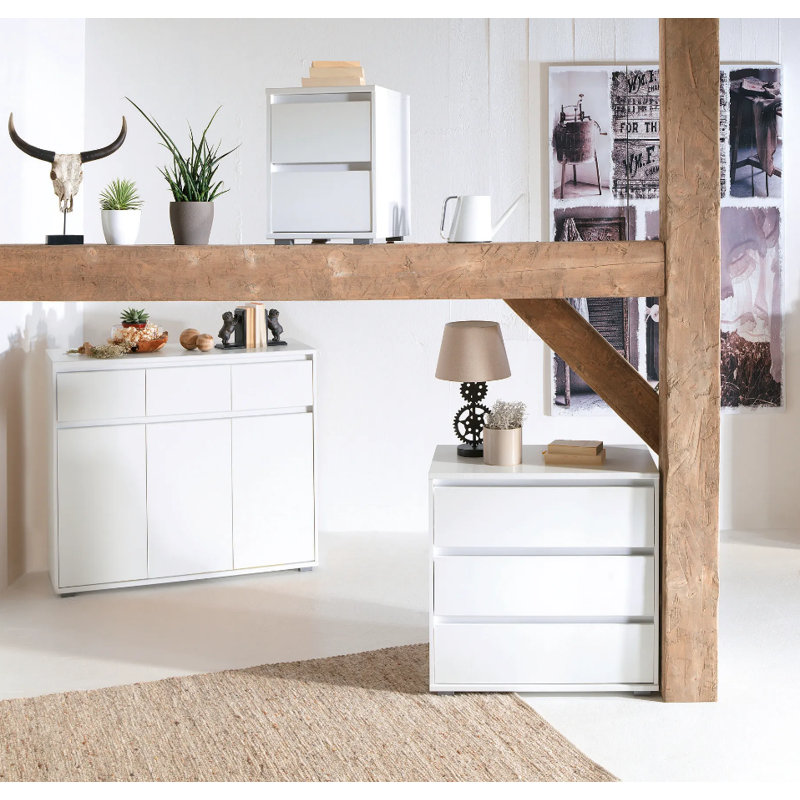 Roseannah 47.2 cm W Chest of 3 Drawers, White