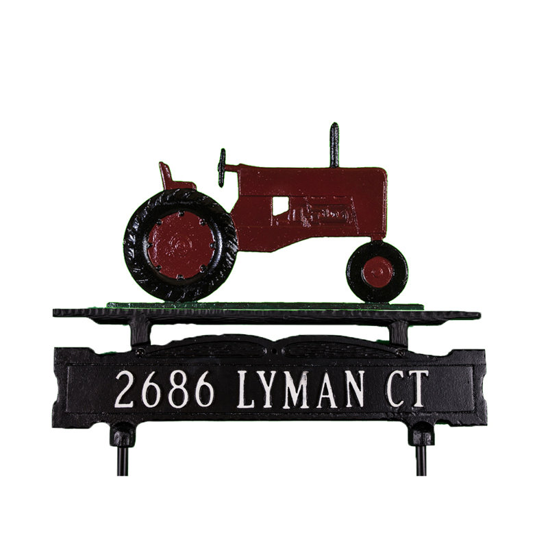 Plaque d'adresse pour pelouse sur 1 ligne, Rouge, Oui