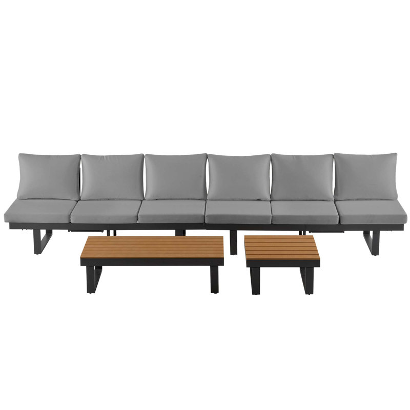 Ensemble de conversation modulaire pour patio avec sièges inclinables réglables, Gris