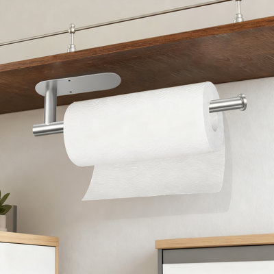 Under Cabinet Paper Towel Holder With Strong Adhesive And Drill Option, Space-Saving Stainless Steel Mount For Kitchen, Bathroom, And RV Organization