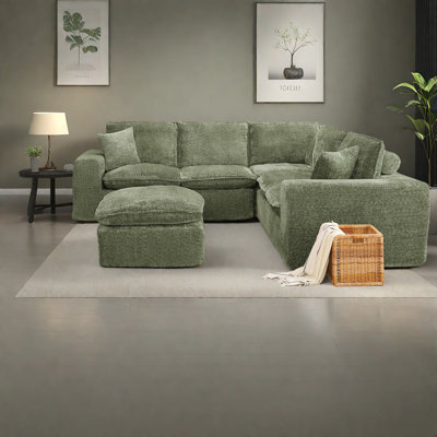 Canapé modulaire ajustable moderne en forme de L avec repose-pieds