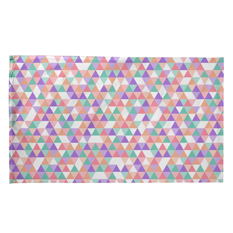 Torchon à motif triangulaire, Polyester sergé, Mauve/orange
