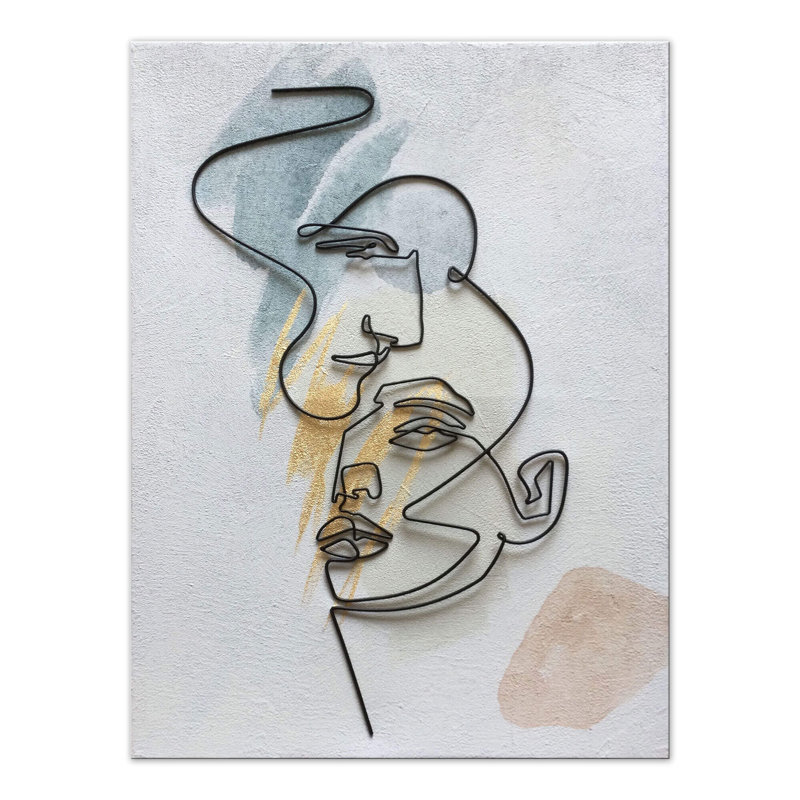 Handmade People Wall Decor on Metal Wire On Canvas