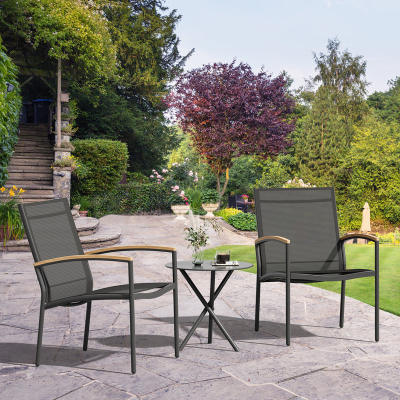 Happel Wicker 2 - Person Patio Conversation Sets with Cushions, Black