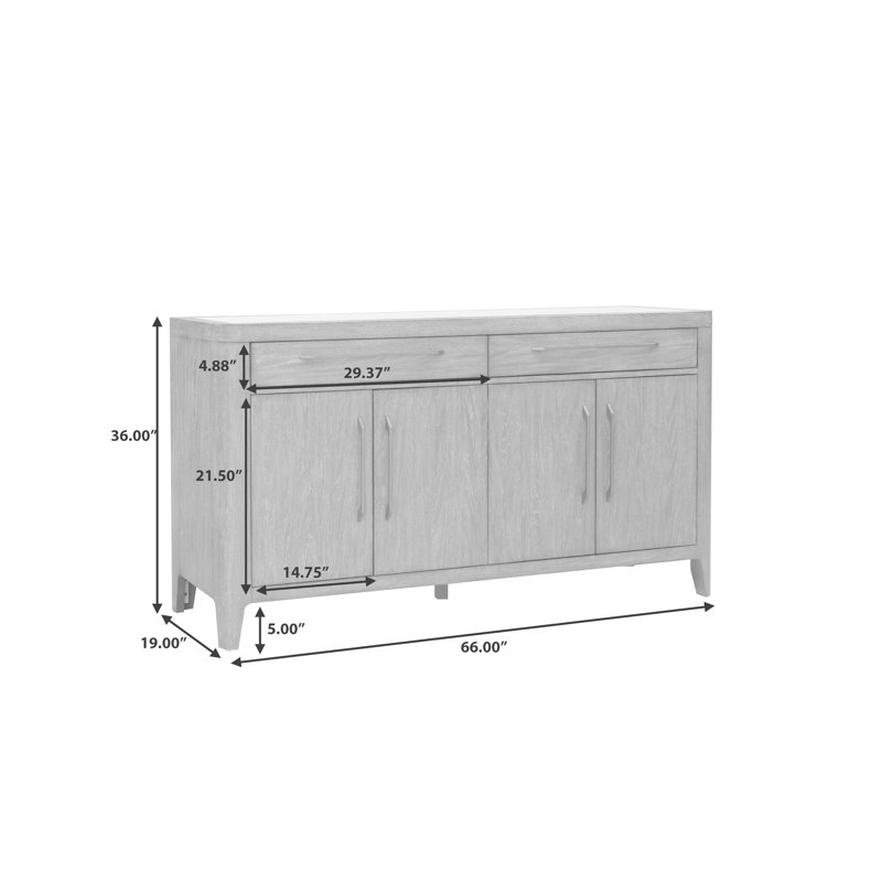 Griffith Gray 66'' Solid Wood Four-Door Two-Drawer Buffet