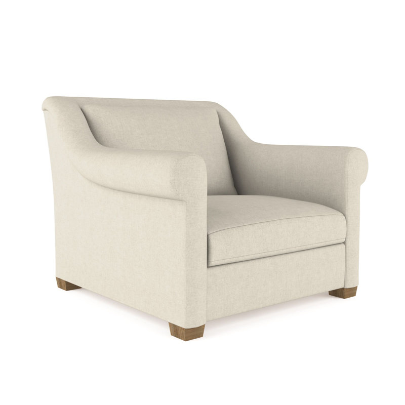 Chaise avec accoudoirs roulés Thompson, H 32 po x l 43 po x P 46 po, Huître de lin Box Weave, Naturel
