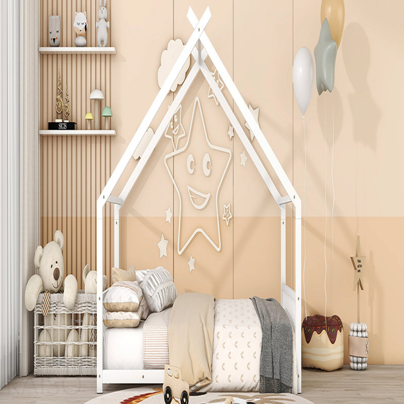 Lit double pleine grandeur en métal, blanc, Lit double, Blanc