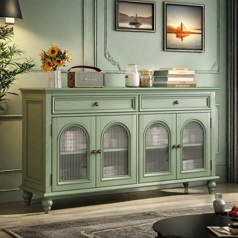 Elegant & Exquisite Solid Wood Green Sideboard