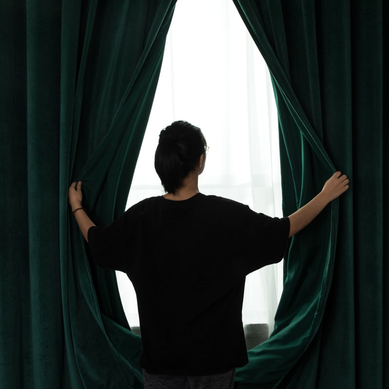 Imperial Rooms Crushed Velvet Eyelet Sheer Curtains, Emerald, 117cm Width x 137cm Drop