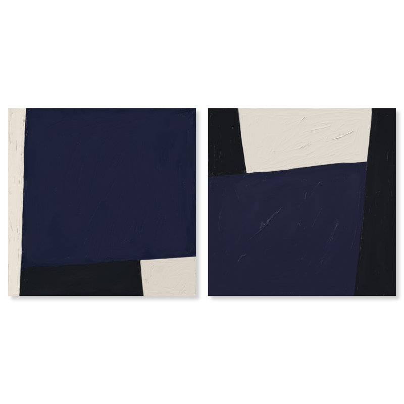 In Blue Set Canvas Abstract Print by Oliver Gal, Black Frame, 12 x 12, 24"H x 24"W, Gallery Wrapped
