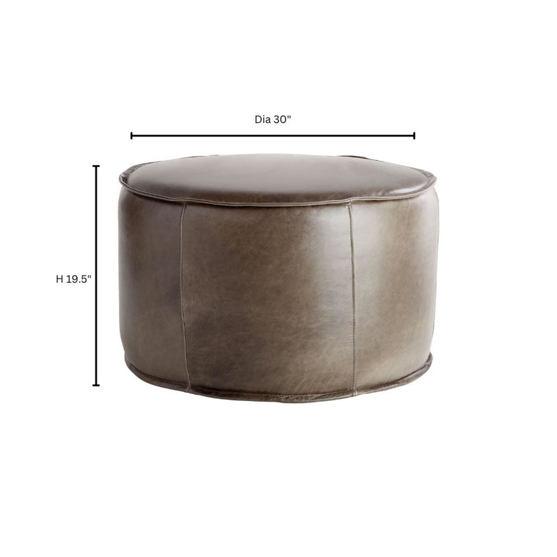 Lusso Round Leather Pouf