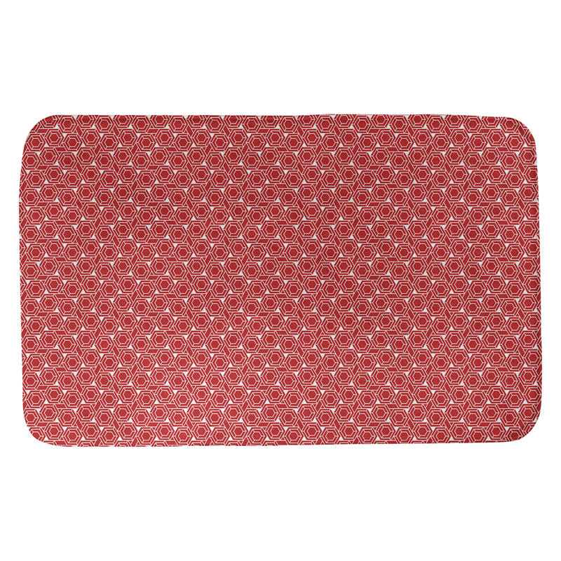 Tapis pour salle de bain en treillis katelyn elizabeth Avicia, l 17 po x L 24 po, Rouge / Blanc
