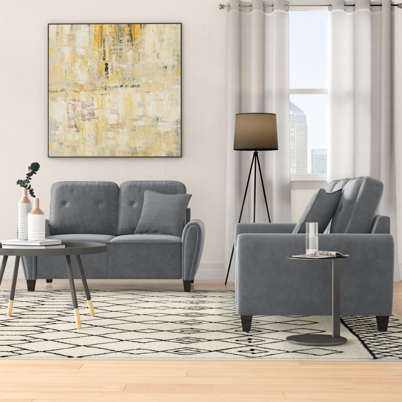 Ensemble de salon Murrill, Velours gris