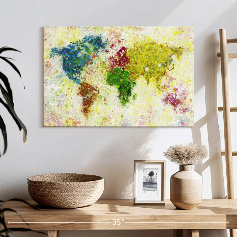 Carte du monde des taches de peinture Aliaz, H 16 po x l 24 po
