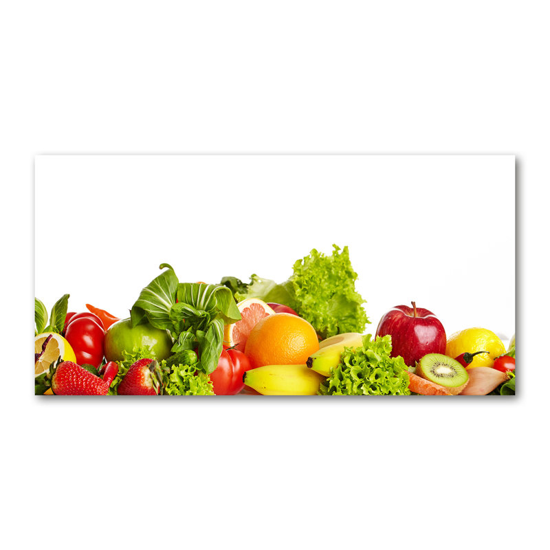 Fruits And Vegetables - No Frame Print on Glass, 50cm H x 100cm W x 2cm D, Canvas
