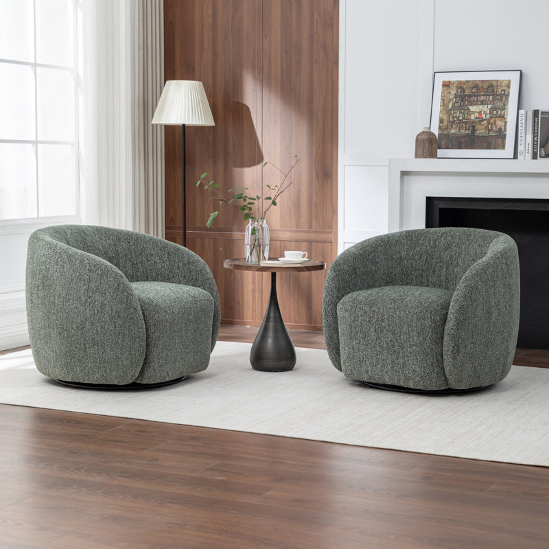 Fauteuil demi-tonneau pivotant rembourré Aunna, Rouge