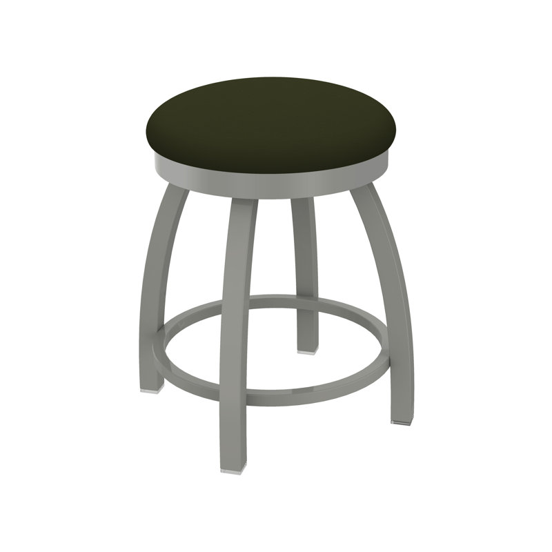802 Misha Swivel Vanity Stool with Upholstered Seat, Anodized Nickel, Vinyl-Canter Pine