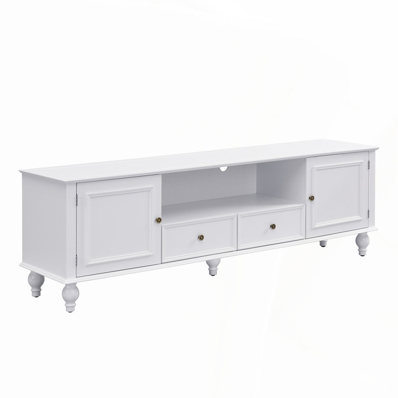 U-Can 70.9'' Modern Tv Stand For Tvs Up To 80 Inches, Entertainment Center With Open Compartment, Tv Storage Cabinet With 2 Drawers, 2 Cabinets And 5 Solid Legs For Living Room