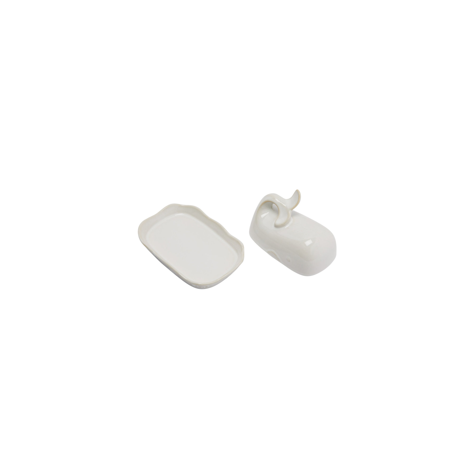 Leonida Novelty Ceramic Butter Dish, White