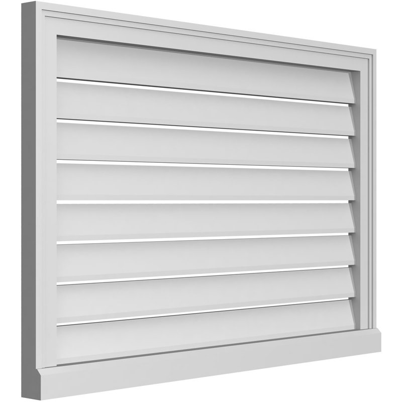 Rectangle Surface Mount Signature Urethane Functional Gable Vent, Primed Tan, 26" H x 38" W x 2" D