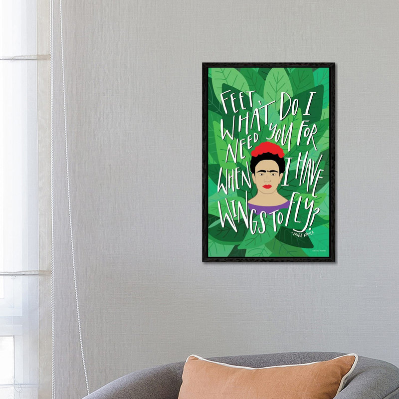 Frida - Wings To Fly by Rachel Nieman - Print on Canvas, 66.04cm H x 45.72cm W x 3.81cm D, Black Framed