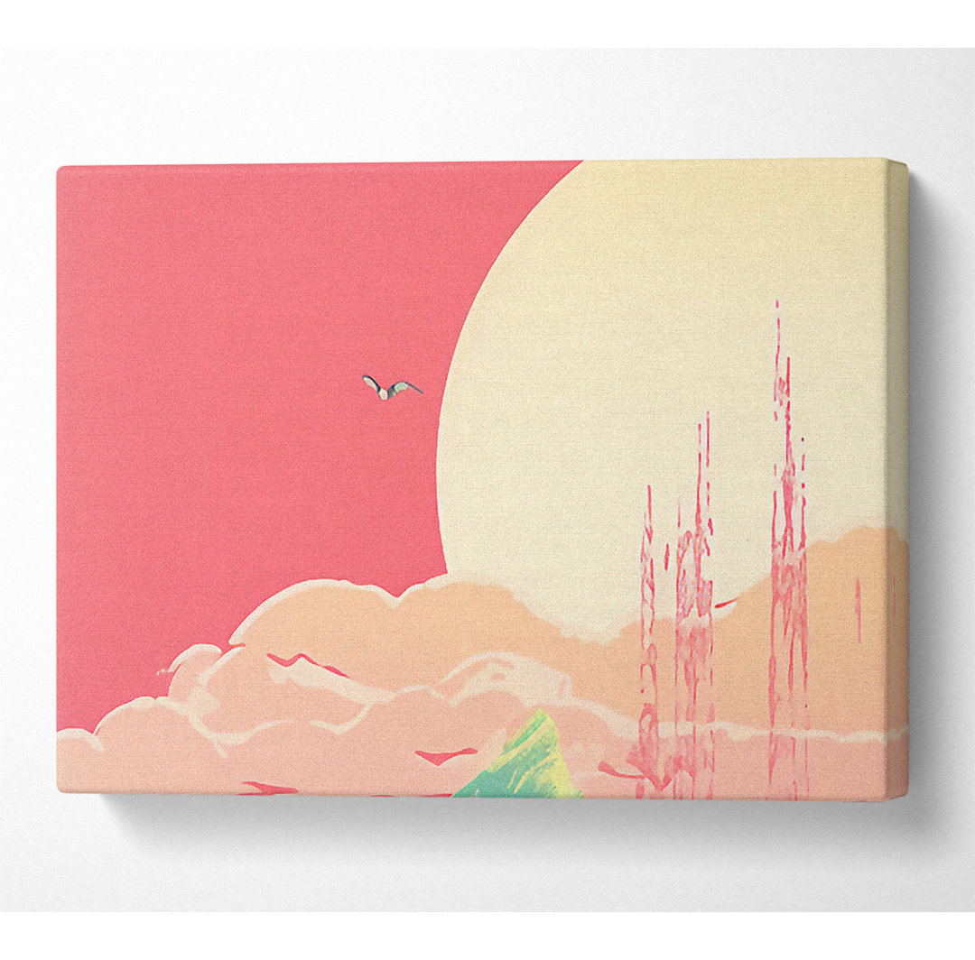 Pink Skies Bear Canvas Kunstdruck