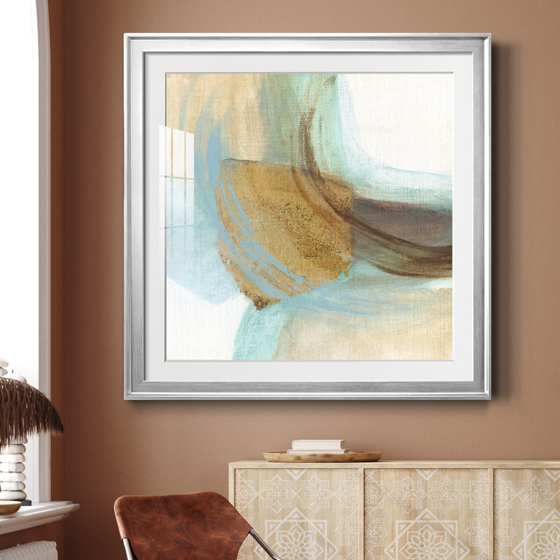 Blue Rhythm I - peinture encadrée, Papier avec cadre argenté, H 30,5 po x l 30,5 po x P 1,5 po