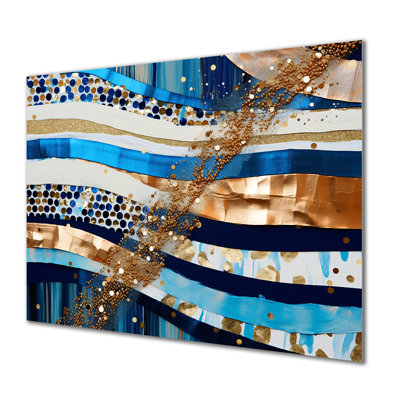 Art mural bleu étincelant - Vagues, salon